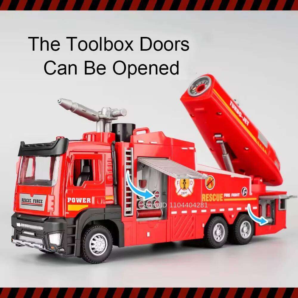 1:32 Fire Engine Model Toy City Sanitation Sweeper Diecast Metal Truck Doors Opened Sound Light Miniature Vehice Children's Toys Z260306