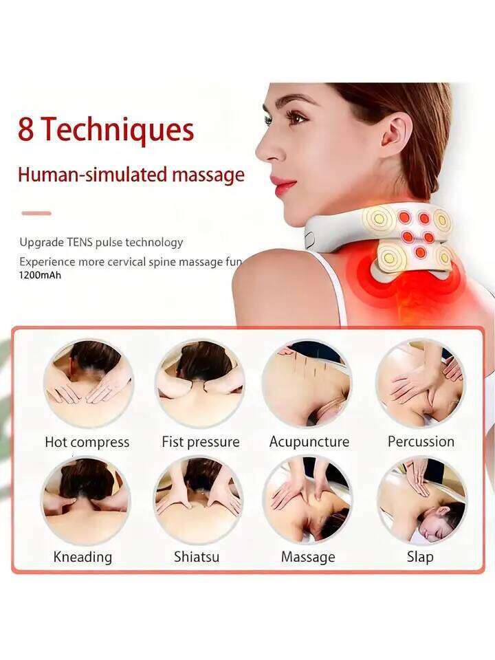 2026 TENS Pulse Back Neck Massage Wireless Smart Sholder Cervical Massager Heating Relief Muscle Punch Beating Health Rechargeab 26Y0307