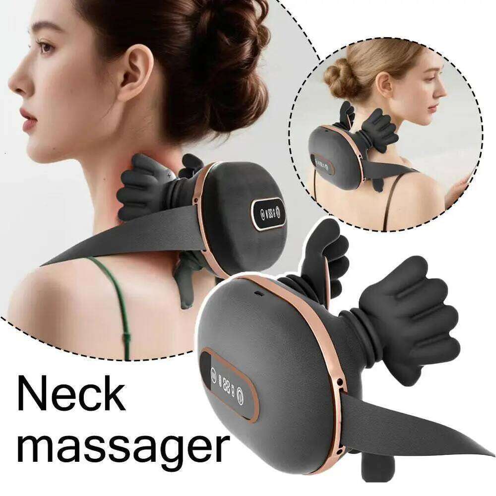 4D Kneading Neck Massager with Real Hand Feel Heated Compression 3 Levels Intensity Cordless for Home and Office Use 26Y0307