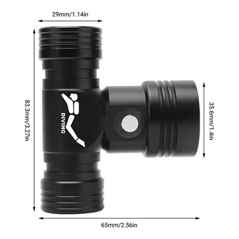 BORUiT B14 1200LM LED Scuba Diving Headlamp IPX8 Waterproof Underwater 60M Headlight 3-Mode Use 18650 Battery Diving Light H260307