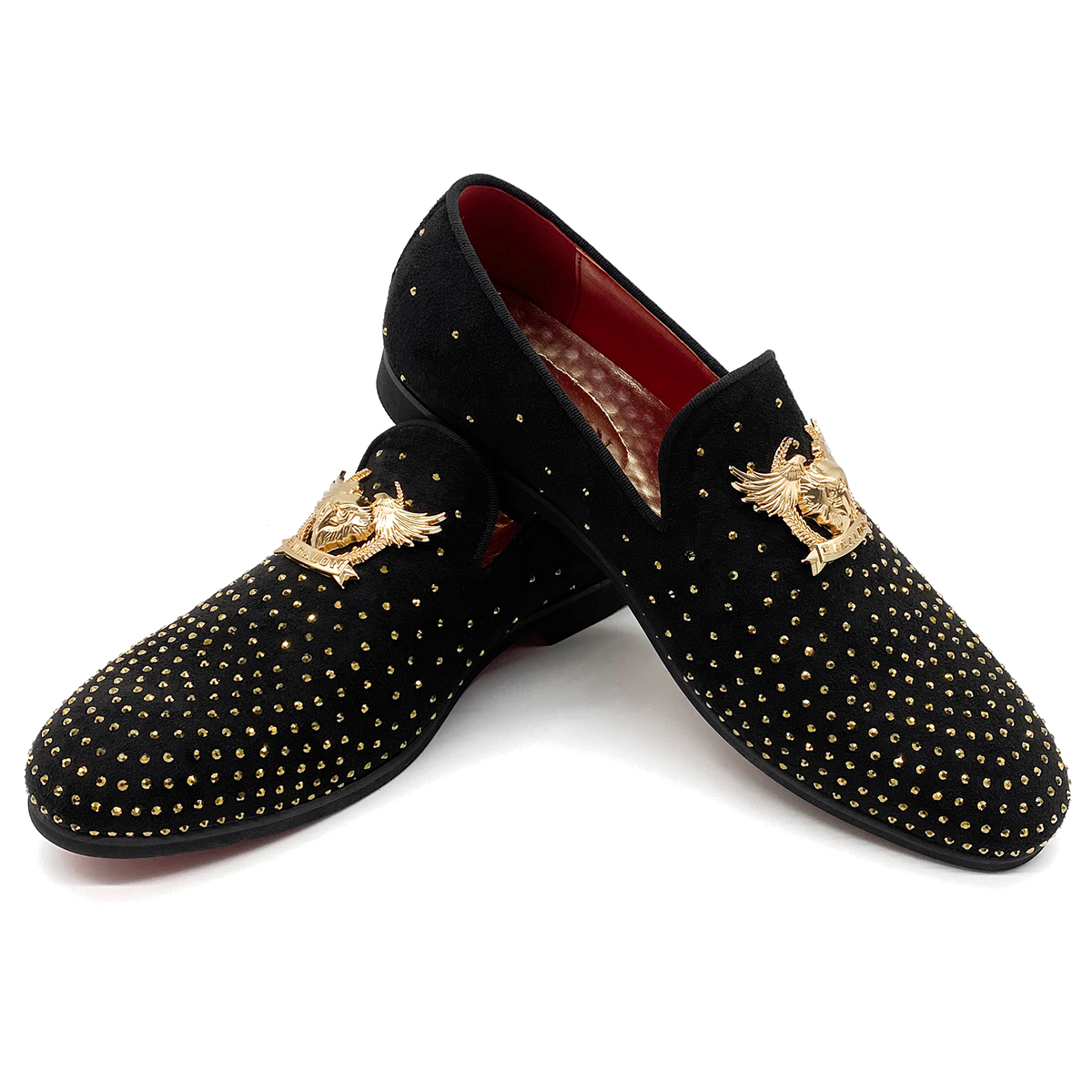 Rivet Designer dress shoes for men and women Luxury loafers suede leather casual loafers flats office black Sequined shoes with dust bag