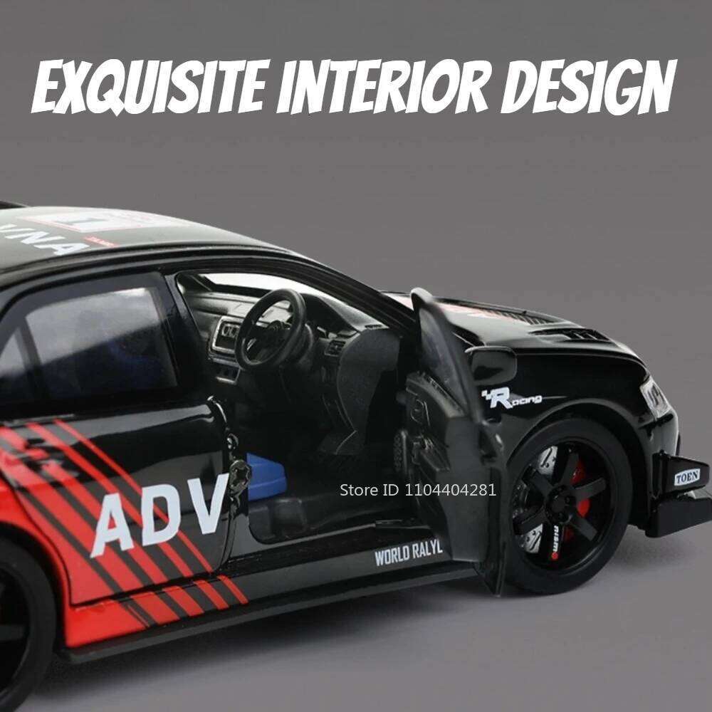 1:32 Mitsubishi EVO Evolution Toys Diecast Alloy Model Miniature Car 6 Doors Opened Sound Light Pull Back Vehices Friend's Gifts Z260306
