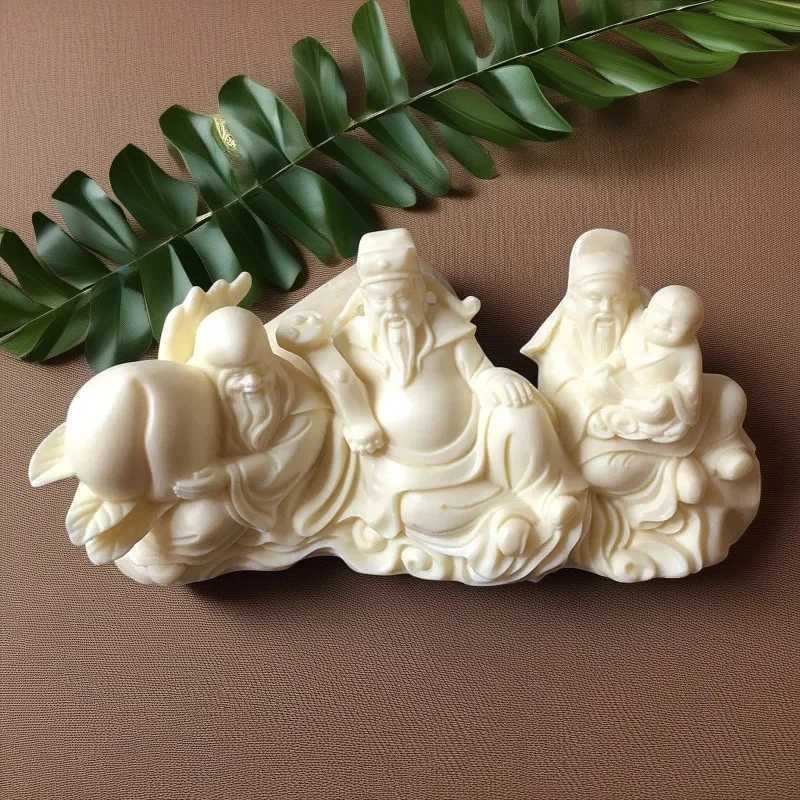 Chinese Resin Fu Lu Shou Sculpture Feng Shui Decor for Home Office CaT260307