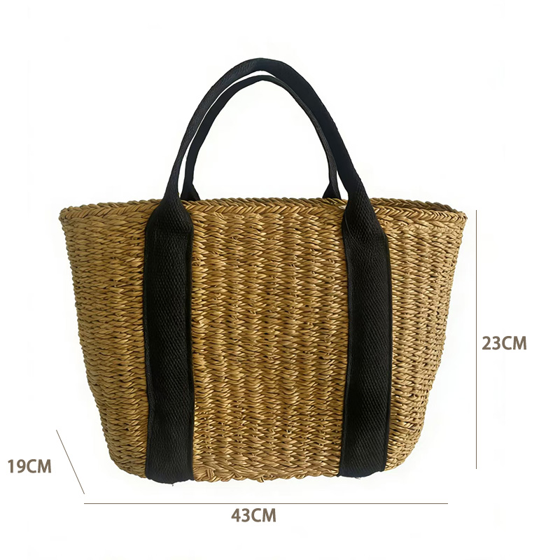 2026 new style straw bag, beach vacation shoulder bag, commuting tote bag, bohemian style handbag