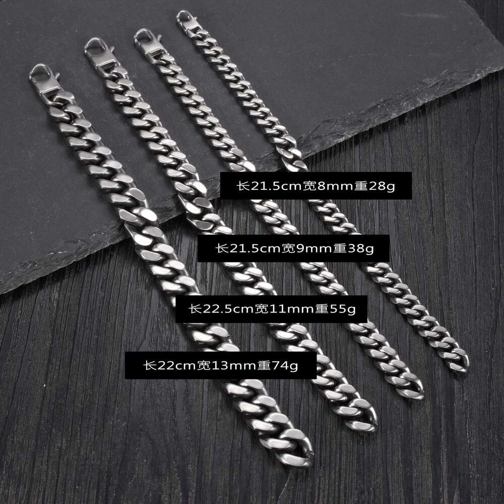 Cross-Border Source Retro Men's Titanium Steel High-Quality Brushed Cuban Chain Bracelet Fashionable Personality Punk Jewelry