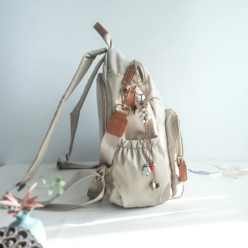 Chinese Style 14inch Nylon Oxford Backpack Womens Leisure Travel Temperament Literary Embroidery Computer Schoolbag 260307