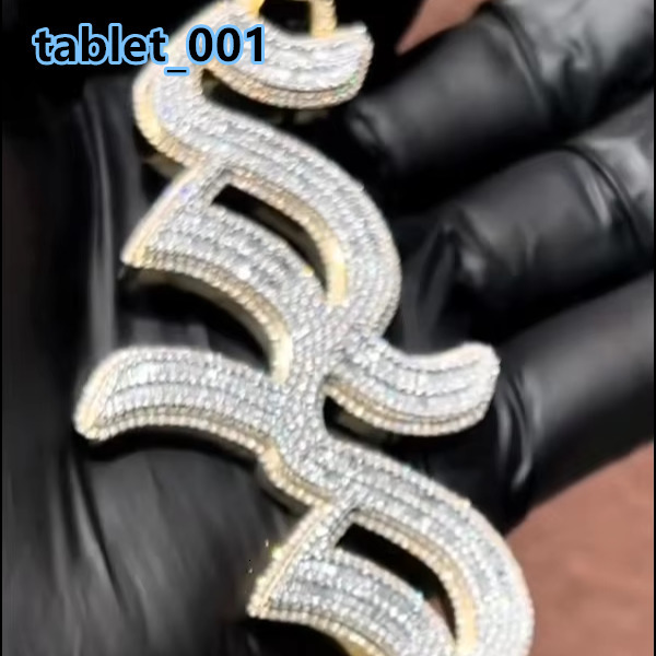 Moissanite Letter Pendant VVS Hip Hop Moissanites Pendants 925 Silver Mosaic Galaxy Setting Custom Initials Charms