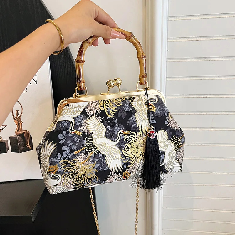 Fashion Chinese Cheongsam Red Women Handbag Casual Shoulder Bag Crossbody Evening Clutch Clips Female Phone Purse 260307