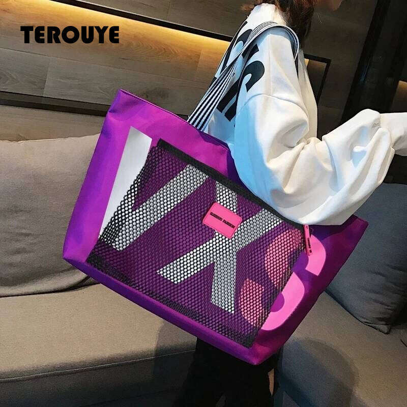 Aliwood 2026 New Arrivals Letter Women Shoulder Bags Trendy Waterproof Tote Beach Bag Large Capacity Female Travel Shopping Bags TEROUYE