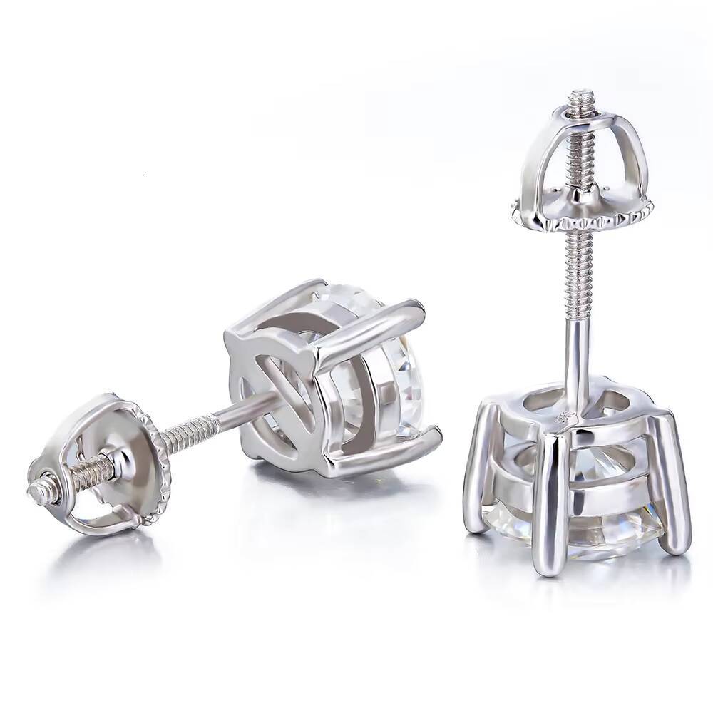 01ct-4ct Moissanite Screw Back Stud Earrings Vvs Mossanite Diamond Trendy Jewelry 925 Sterling Silver for Women Men Hip Hop