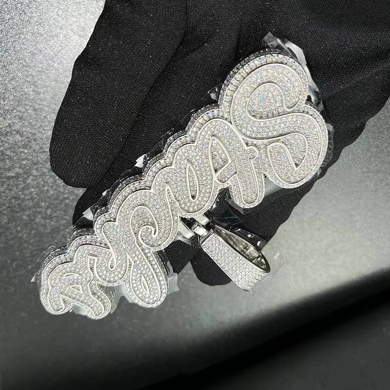 High Quality 925 Sterling Silver Moissanite Diamond Iced Out Custom Letter Hip Hop Pendant for Men Women