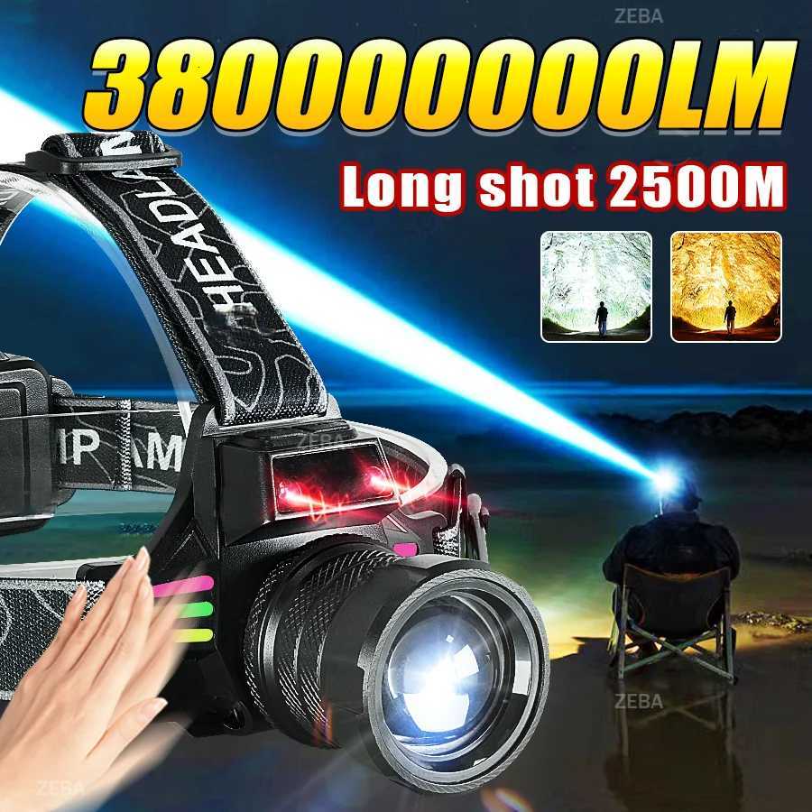 Newly Powerful LED Headlamp Motion Sensor Headlight 18650 Rechargeable Zoomable Head Flashlight Fishing Lantern Work Head Light H260307