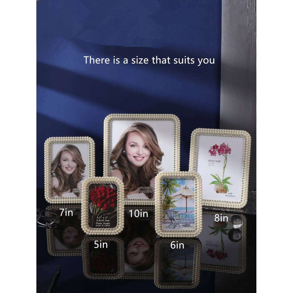 1Pcs European style pearl diamond vintage photo frame, frame used for home, restaurant, hotel, and Christmas decoration H260306