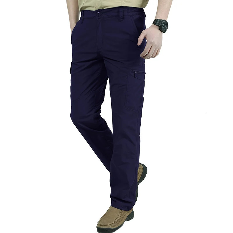 Casual Men Pants Summer Multiple Pockets Cargo Pants Quick Dry Thin Trousers Outdoor Hiking Workout Breathable Long Pant 260304