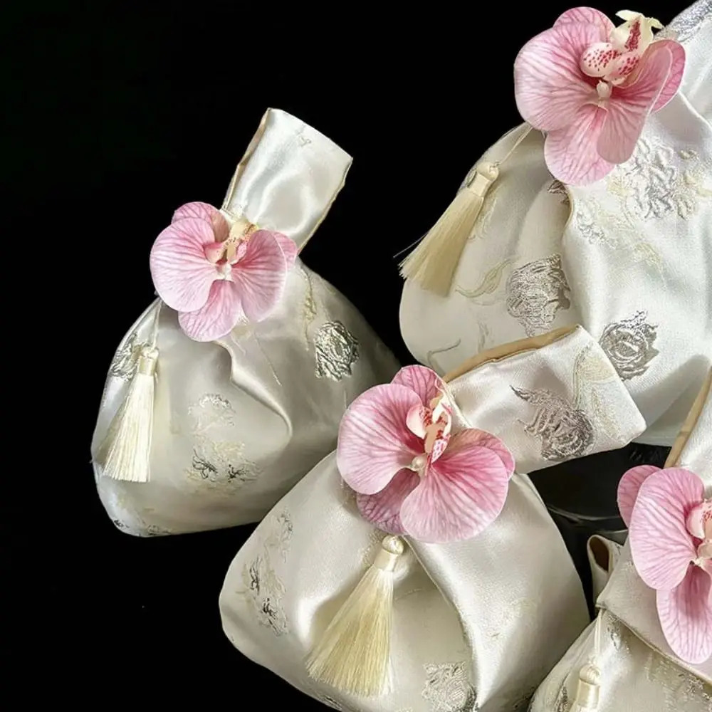 Small Item Pouch Tassel Knot Wrist Bag Storage Bags Flower Pendant Chinese Style Handbag Cosmetic Lunch 260307