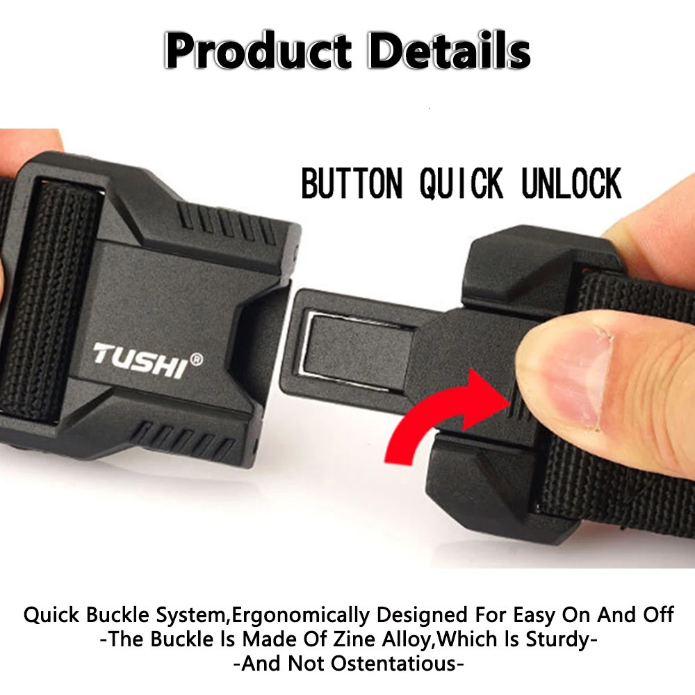 TUSHI Aluminum Alloy Quick Release Pluggable Buckle Elastic Belts For Men Durable Tactical Belt Cowboy Outdoor Army Belt Hunting 260302