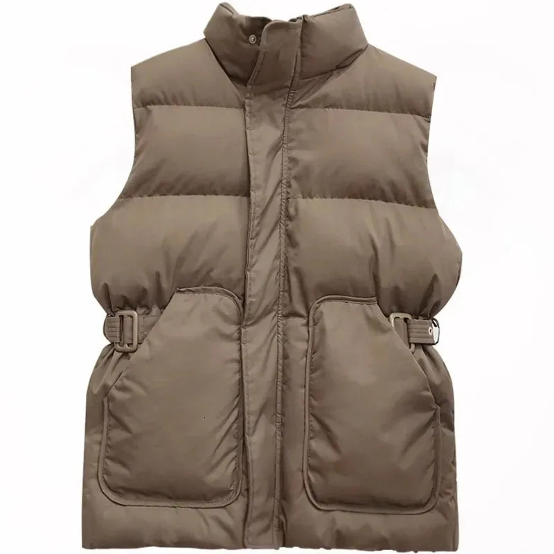 2026 Winter Down Cotton Vest Jacket Womens Sleevele Stand Parkas Warm Short Coat Female Waistcoat Overcoat Ladies Tops 260306