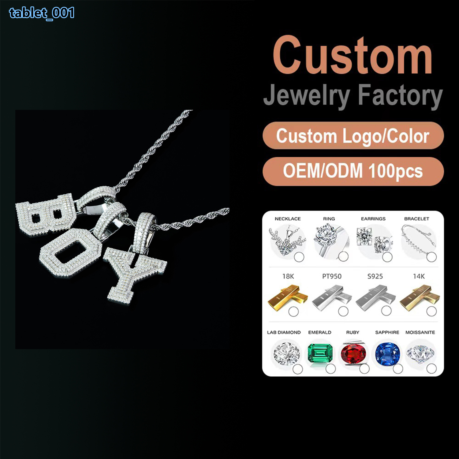 Hip-Hop Trendy 925 Sterling Silver Letter Pendant with Moissanite Diamond B O Y26Perfect Couples Birthday Gift