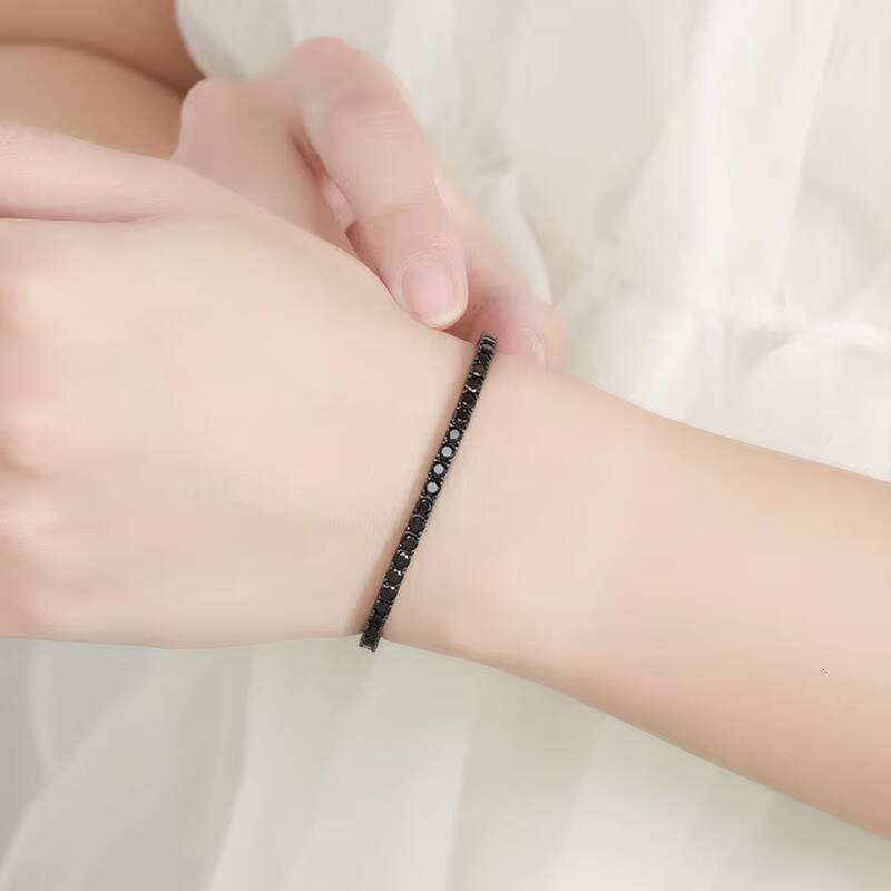 Factory Wholesale 3MM 4MM 5MM Black Moissanite Jewelry Simple Fashion 925 Silver VVS1 GRA Moissanite Tennis Bracelet for Men