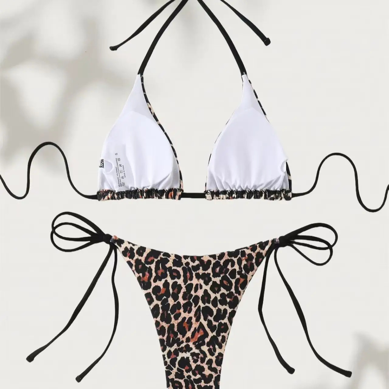 2026 Summer Trendy Bathing Suit Sexy Leopard Print Bikini Set Women Halter Neck Swimwear High Cut Triangle Top Beachwear 260306