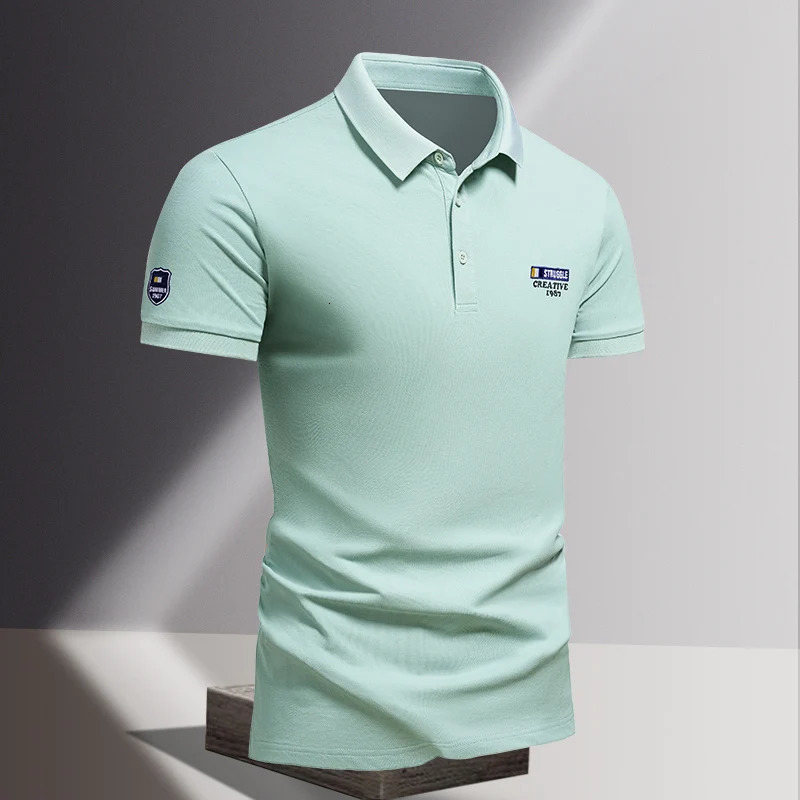 Summer Boyfriend Mens Clothing Letter Pullover Turn-down Collar Button Short Sleeve Epaulet Formal T-shirt Casual Classic Tops 260304