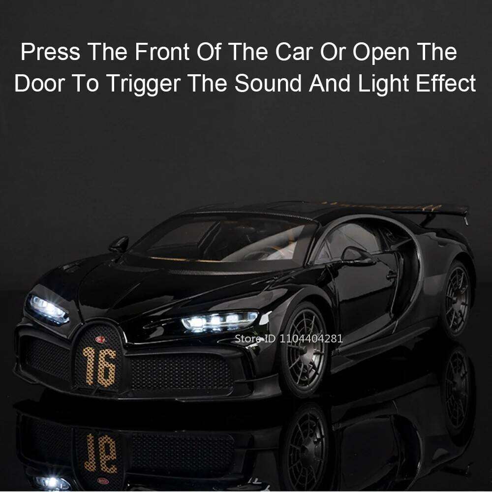 1:18 Chiron Mustang Shelby GT500 Miniature Model Toys Alloy Diecast Car Doors Opened Sound Light Pull Back Cars Boyfriend's Gift Z260306