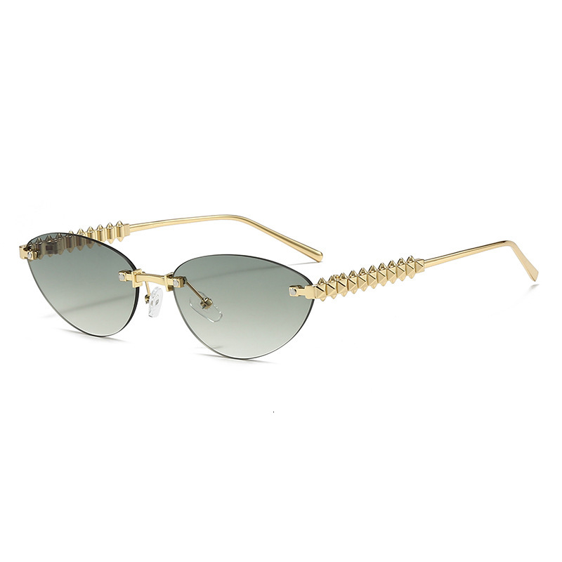 Fashion Cat-Eye Sunglasses For Men Women, Metal Rivet Legs Frameless New European And American