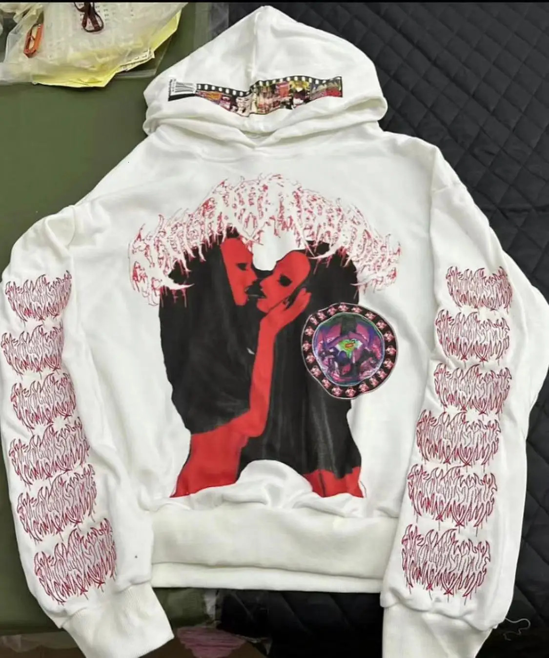 American Retro Couple Sweatshirt Gothic Letters Sexy Dark Girl Personalized Print Oversized Hoodie Y2K Hip-Hop High Street 260304