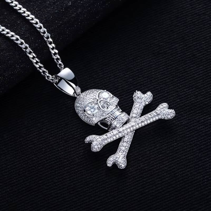 Design Full Pave Moissanite Pendant Necklace in S925 Sterling Silver Edgy Hop Mens Jewelry for Wholesale