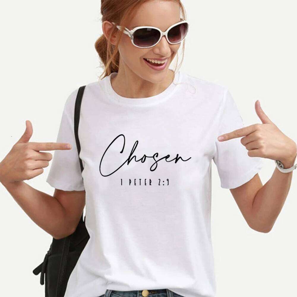 Chosen 1 Peter 2:9 T-Shirt Christian Shirts Faith T Shirt Religious Clothing Women Short Sleeve Tshirts Bible Verse T-shirt Top XJ260306 XJ260306