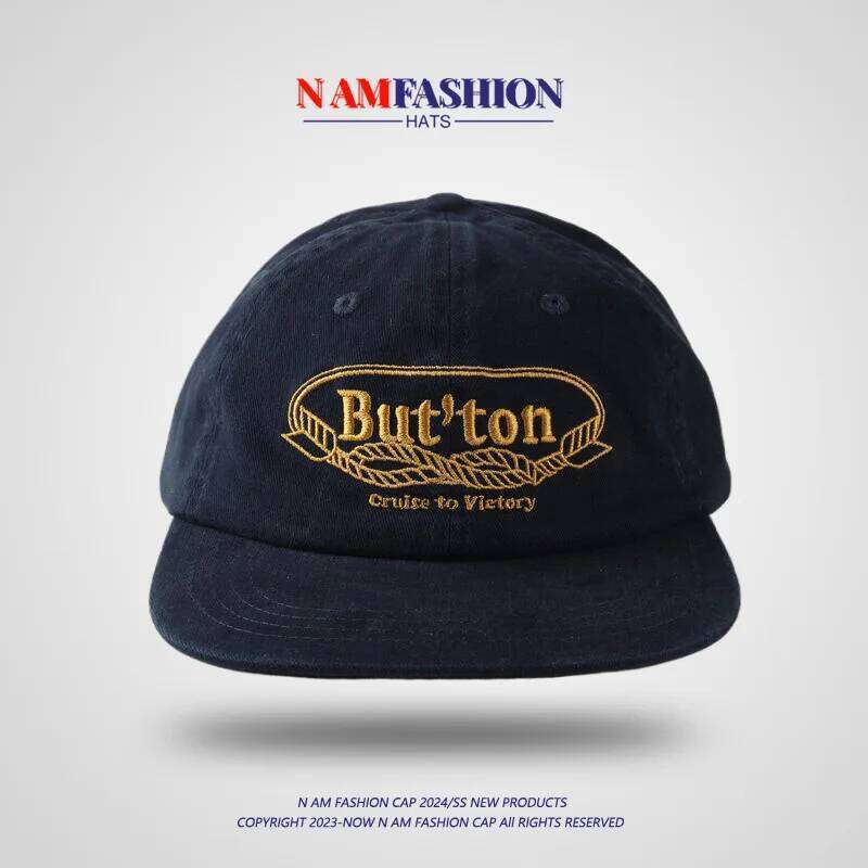 Retro Washed Cotton Soft Top Flat Eaves Men's and Women's Letter Embroidery Street Hip-Hop Baseball Cap Fashion Y260304