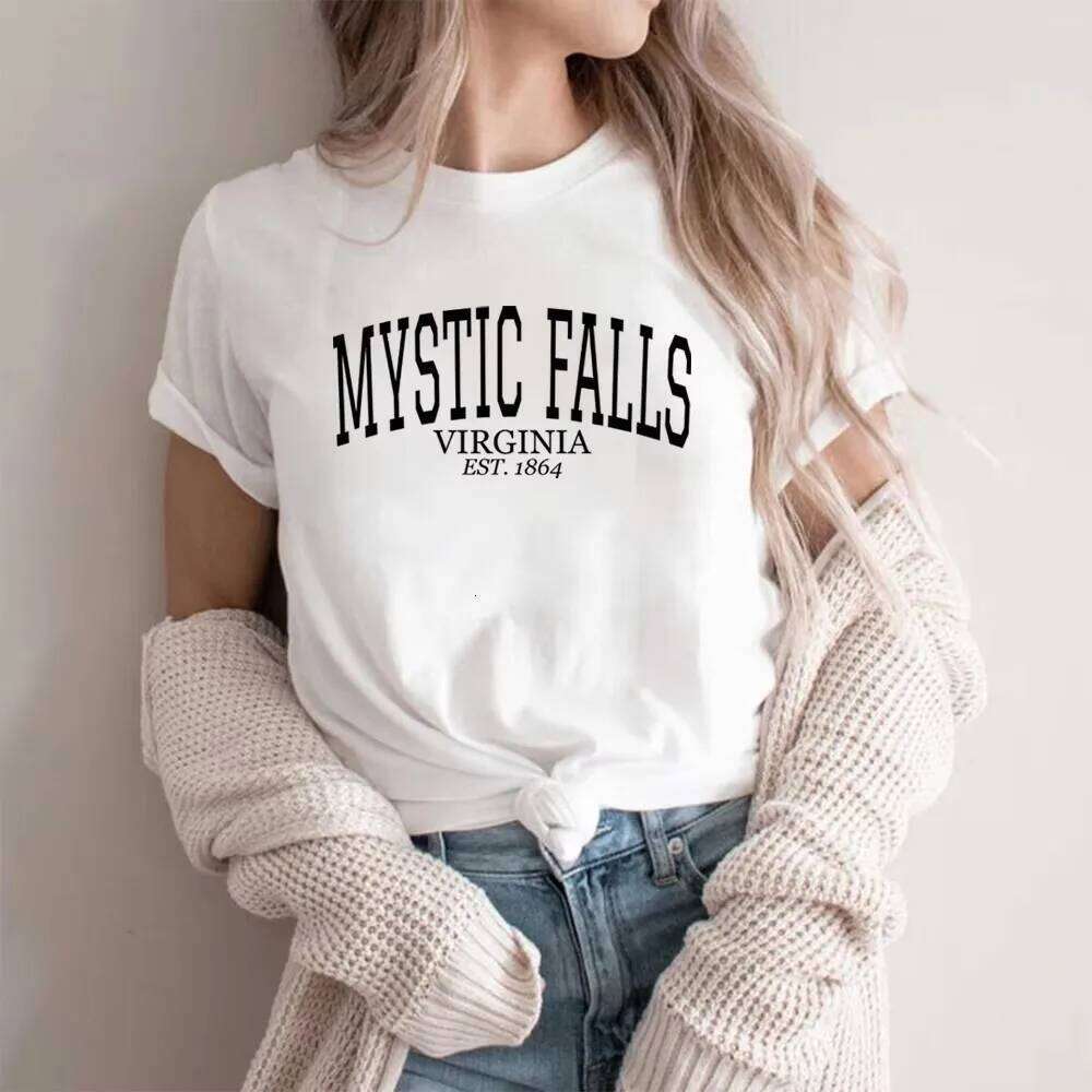 Vampire Diaries Tv Show T-shirt Mystic Falls Est.1864 Shirt Salvatore Brothers Stefan and Damon Virginia Shirts Female XJ260306 XJ260306