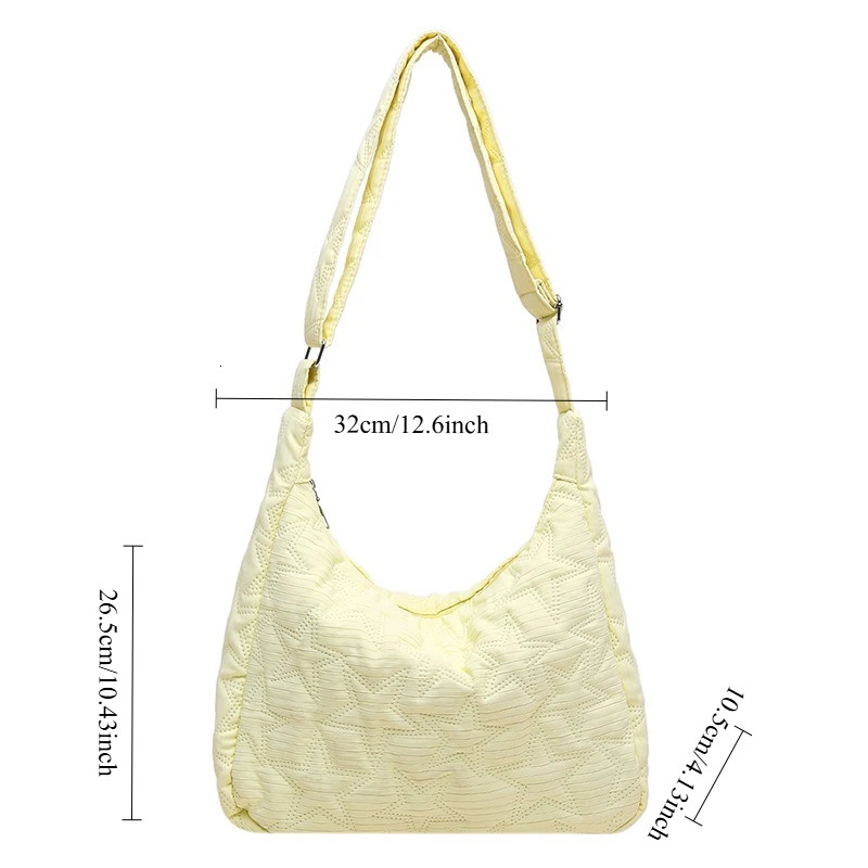 Women Crossbody Bags Large Capacity Casual Commuting Bag Lightweight Lazy Style with Star Embroidery Wrinkled n Tote 260307