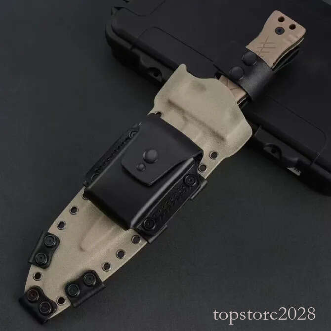 High End M22 Survival Straight Knife Z-wear Titanium Coating Full pocket knife Tang Sand G10 Handle Outdoor Tactical Fixed Blade Knives with Leather K