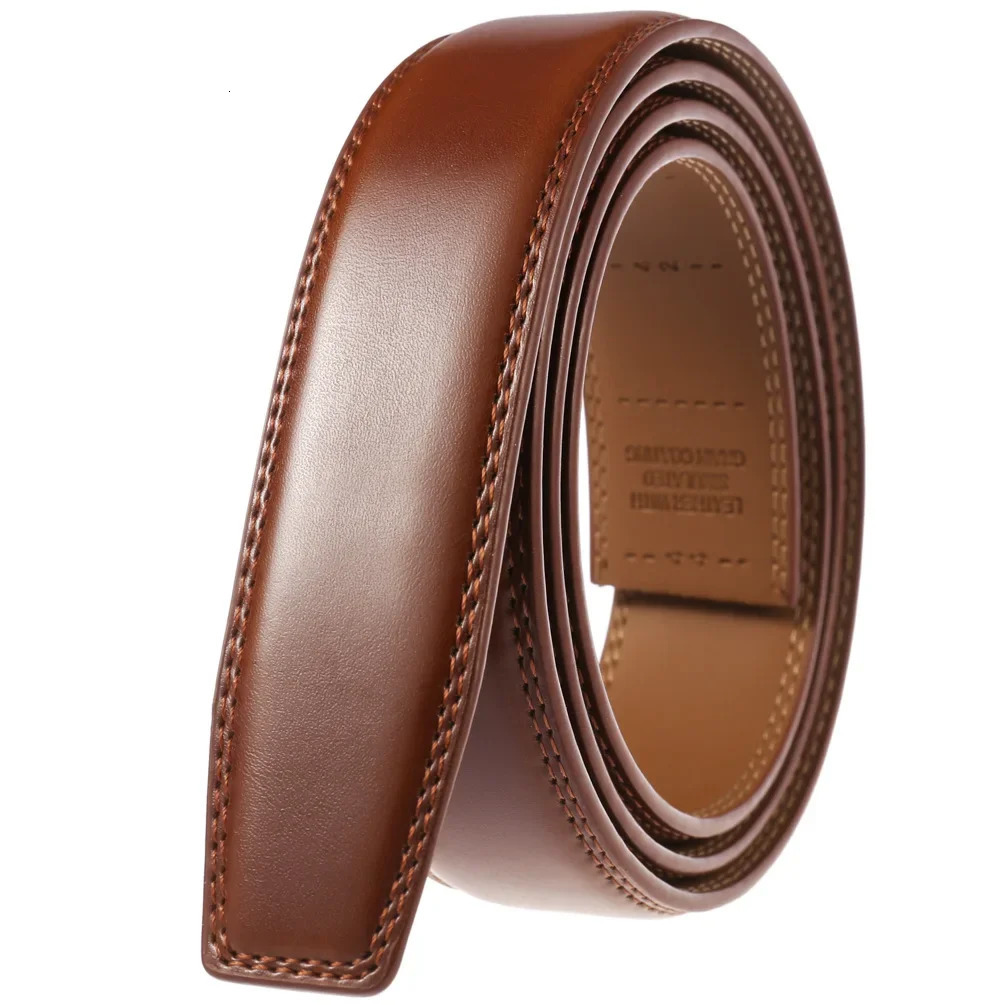35cm Belt No Buckle Cow Genuine Leather Belt Body for Automatic Buckle High Quality Black Brown Belts Without Buckle Cowskin 260302
