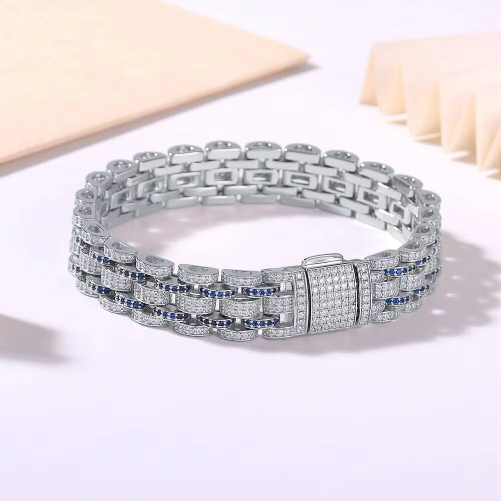 Factory Direct Mens Fine Jewelry Hip Hop Style Moissanite Cuban Chain Bracelet 925 Silver Gold Plated for Style Conscious