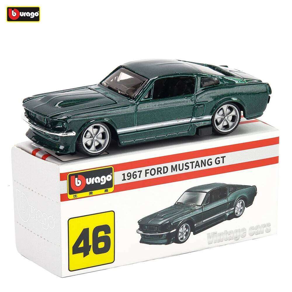 Bburago 1967 FORD MUSTANG GT Lamborghini Cadillac Benz BMW Scale Car Model Replica Collection Kids Xmas Gift Toys for Boys Z260306