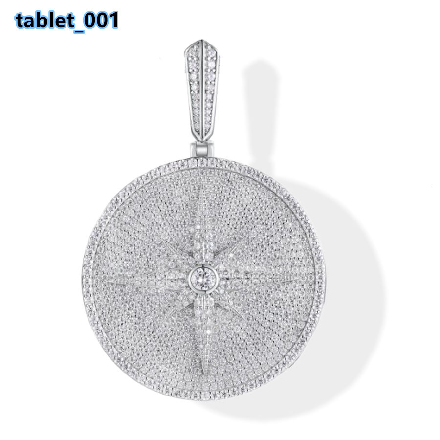 6342CTW Moissanite Pendant Hip Hop Style Full Pave Star Compass Design 925 Sterling Silver 18K Gold Plated for Men and Women