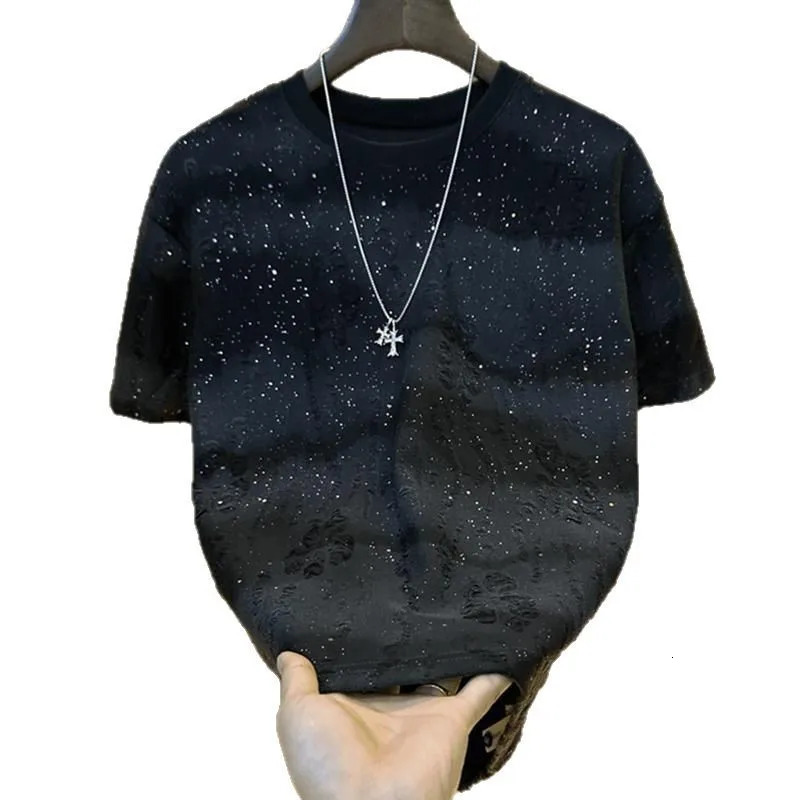Summer Round Neck Short Sleeve T Shirt Man er Clothes Fashion Men Gradient Colour Sequin T Shirt Camiseta Gym Hombre 260305