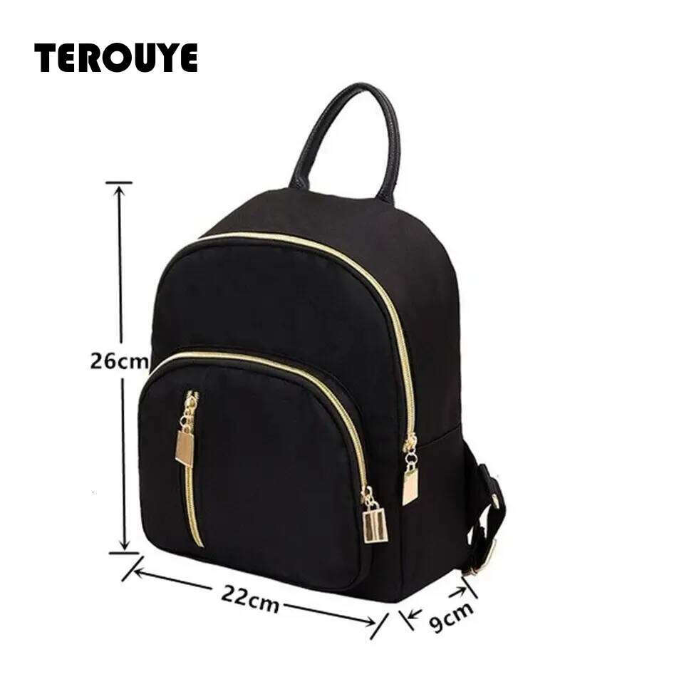 Women's Multi-Function Fashion Girl Oxford Daypack Travel Cute Mini Backpack Men Shoulder Bag Black Purse Hot TEROUYE