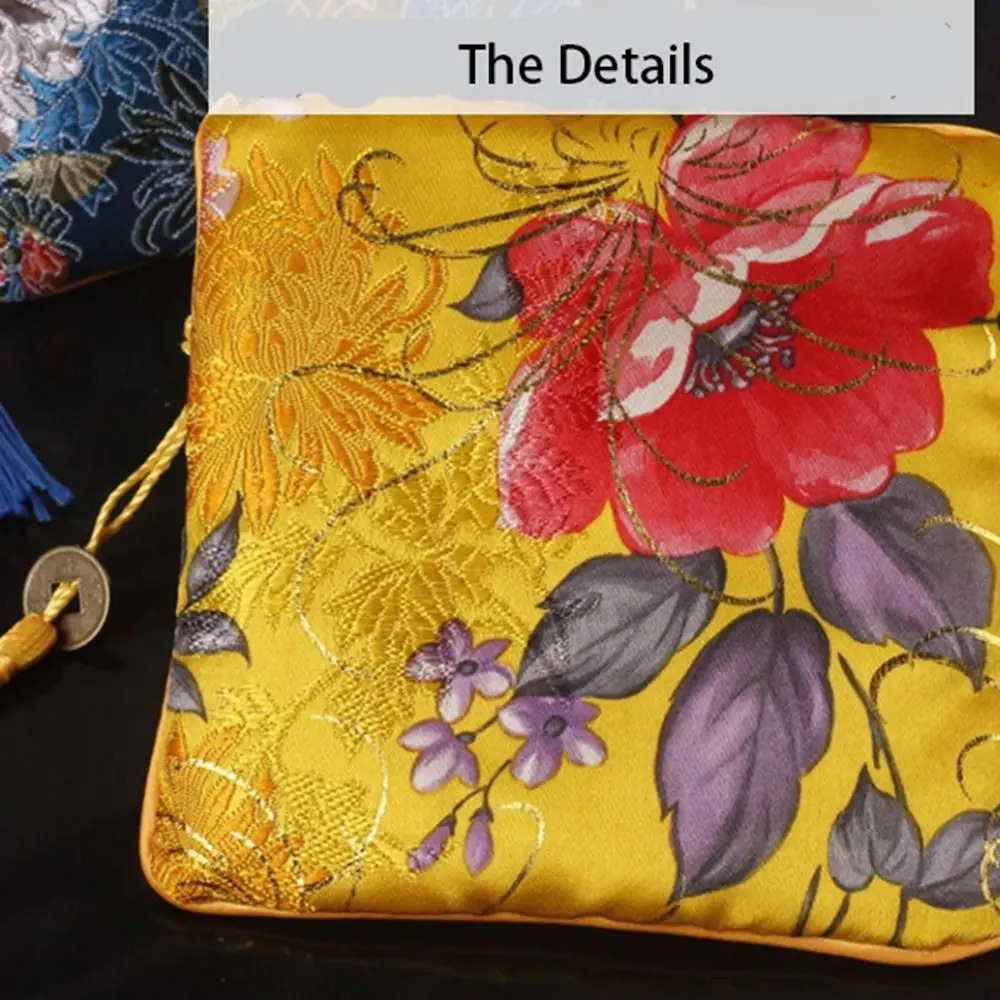 Cloth Embroidery Coin Pouch Tassel Copper Cash Pendant Jewelry Storage Bag Necklaces Case Bracelet Chinese Style 260307
