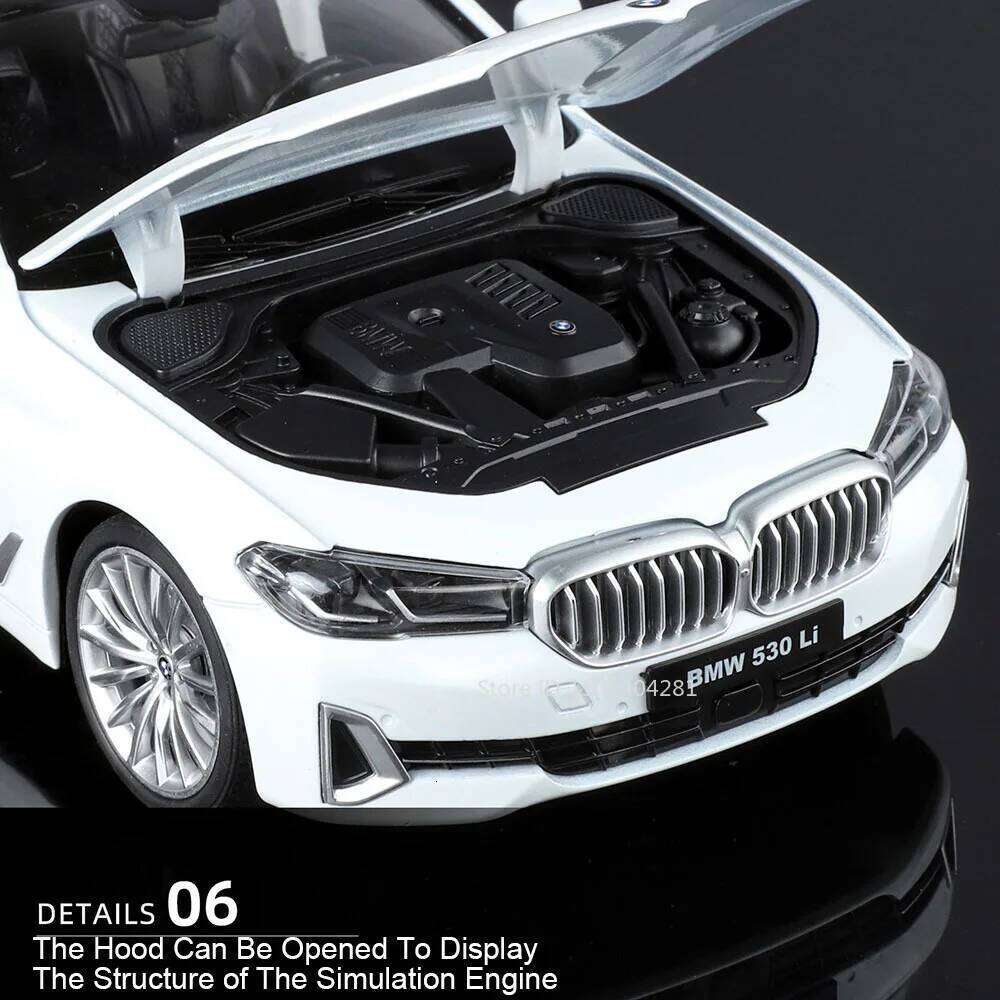 1:18 530Li A6L Model Diecast Alloy Car Doors Opened Front Steering Four Wheel Suspension Vehices Child Birthday Gifts Z260306
