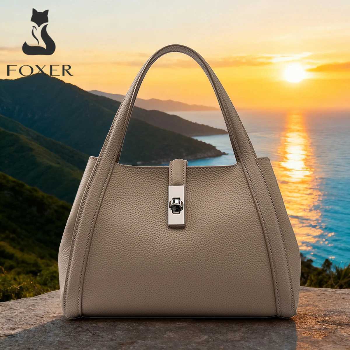 FOXER Genuine Leather Womens Handbag 2026 Fashion Female Bucket Bag Design Shoulder Bag Versatile Crossbody Purse H260306