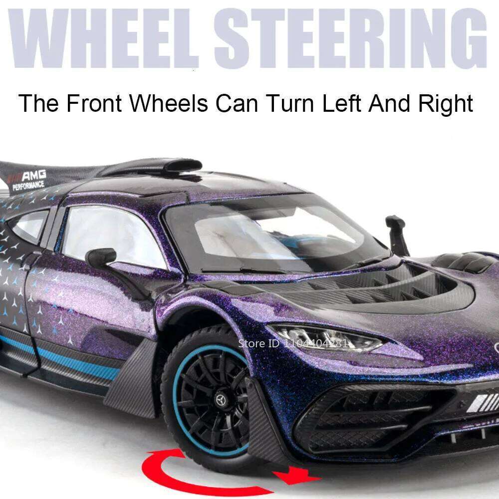 1:24 ONE VISION GT Alloy Sports Car Diecast Model Toys Doors Opened Sound Light Pull Back Metal Vehices for Hobby Ornaments Gift Z260307