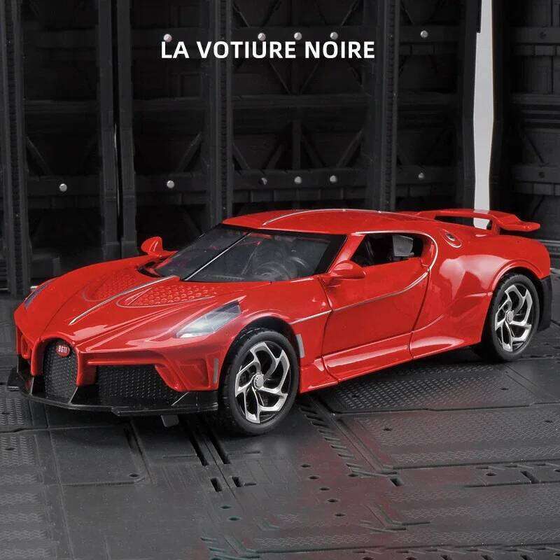 1:24 Bugatti Voice Of The Night Car Model Diecasts Toy Vehicles Metal High Simulation Sound and Light Collection kids Gift Z260306