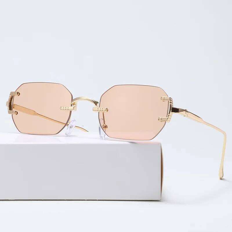 Rimless Sunglasses Rectangle Fashion Popular Women Men Shades Small Square Sun Glasses For Female male Summer Traveling Oculos 26Y0302