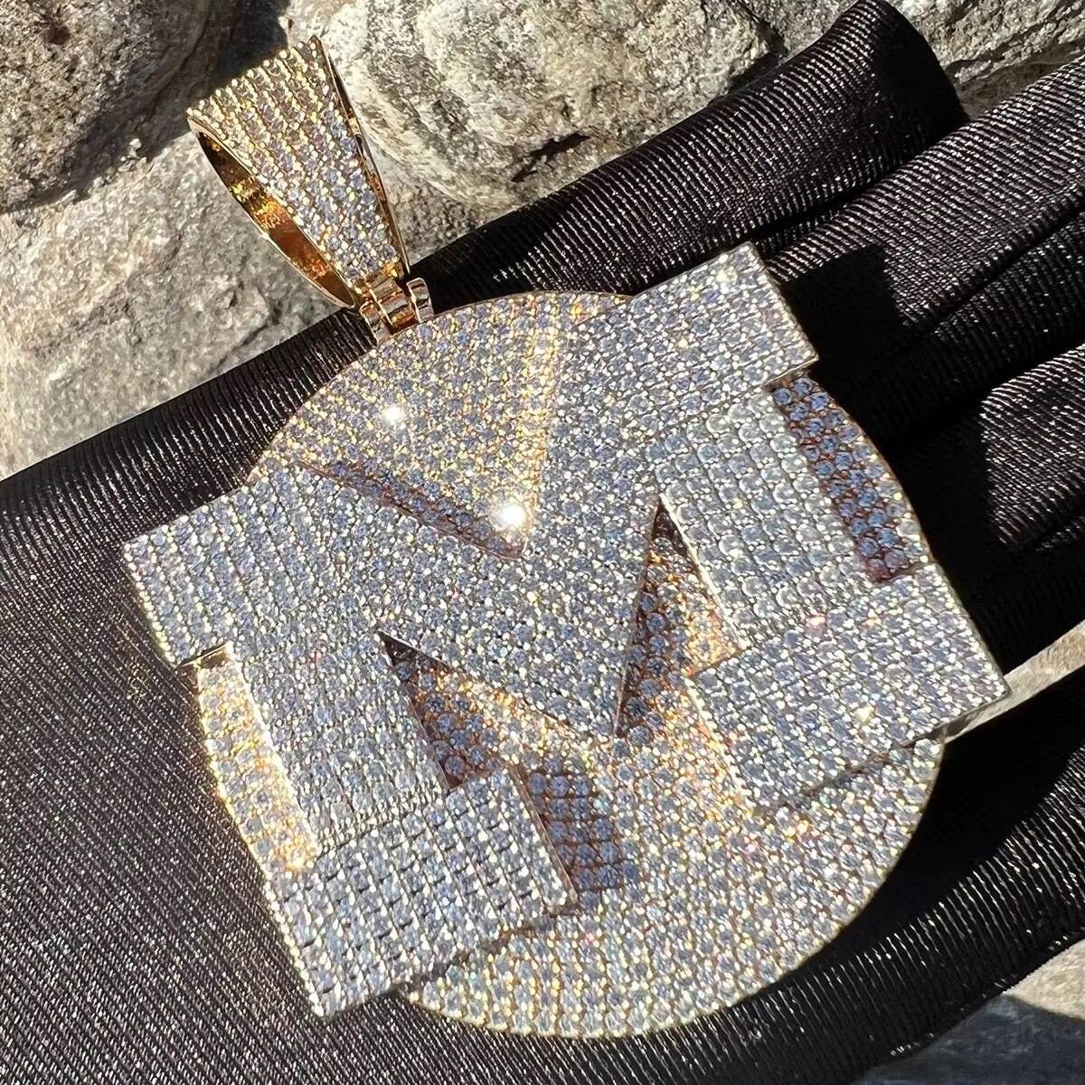 Factory Price 925 Sterling Silver VVS Moissanite Fine Jewelry Hip Hop Pendant Iced Out Name Bigger Letter Gift for Men