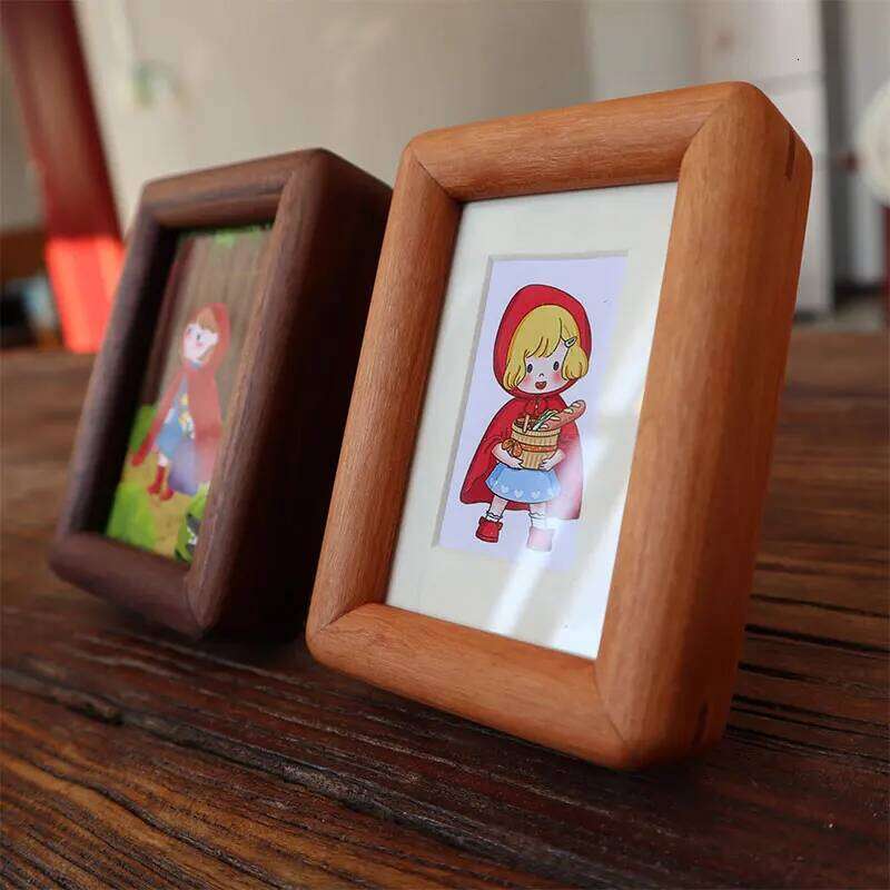 Walnut Wood Mini Picture 3 Inch Photo Frame for Kids Art Home Decoration Display Stand Cartoon Style Wooden Desktop Frames H260306