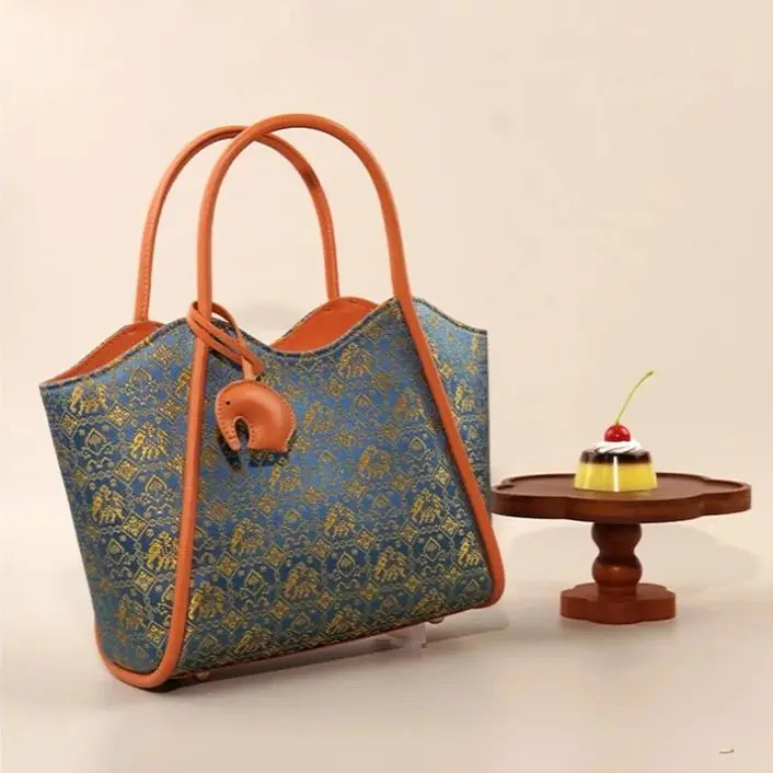 Original n Womens Handbag SoftPatterned Spacious Capacity Durable ChineseStyle Tote Bag 260307