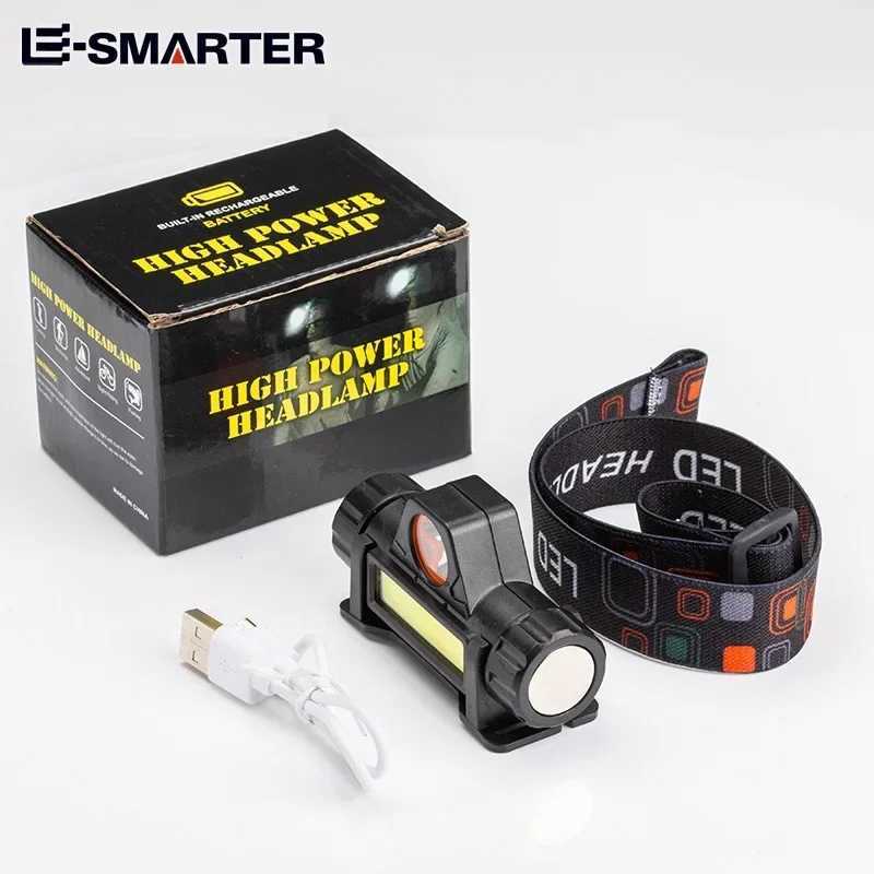 COB LED Headlamp Torch Rechargeable Headwear Flashlight Outdoor Waterproof Camping Fishing Mining Lantern Headlight With Magnet H260307